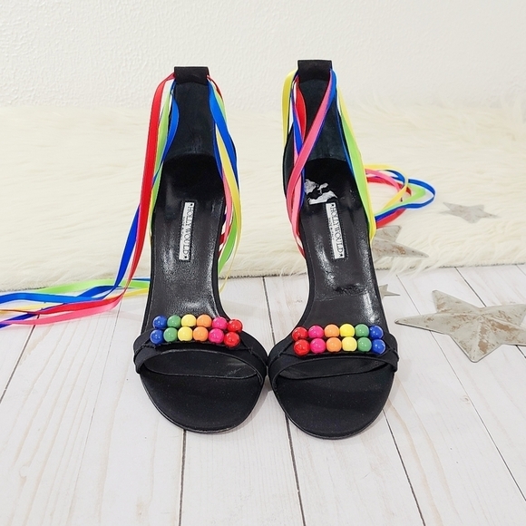 Hollywould Cucaracha lace up rainbow heels black - Picture 4 of 8